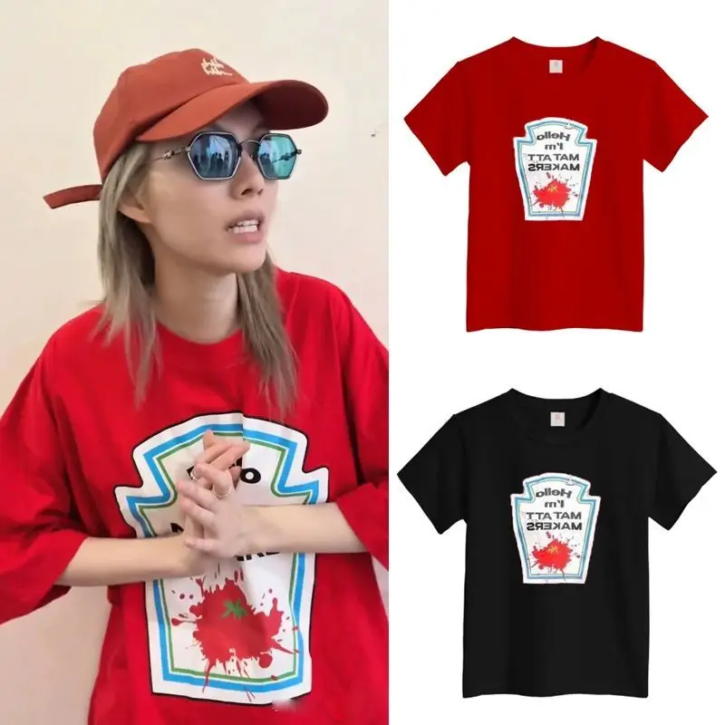 سرنا LingOrm نفس النمط الجولة الرقبة قصيرة الأكمام تي شيرت الصيف القطن الخالص الكرتون قميص مطبوع Orm Kornnaphat #1