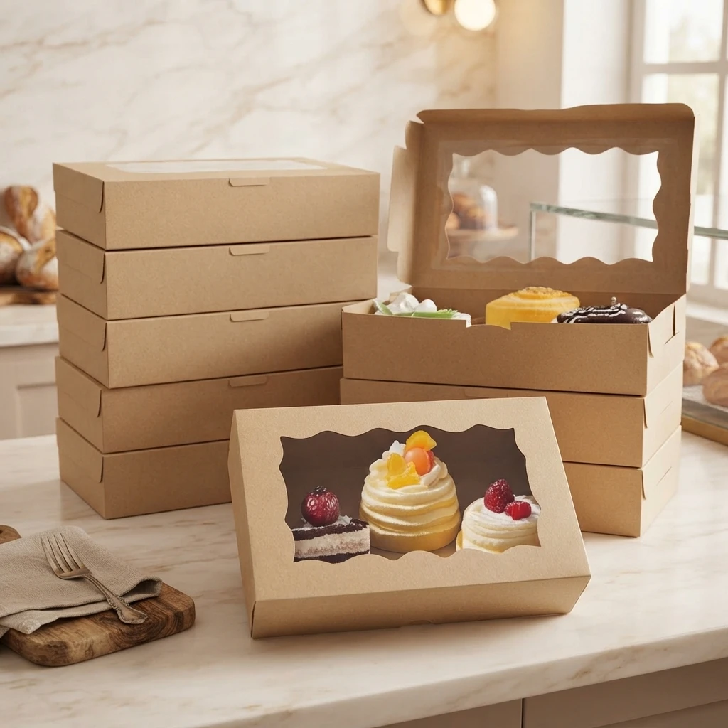 5 10 20 Stück Fenster-Bäckerei-Kuchenbox Keks-Donut-Dessert-Verpackungsbehälter für Hochzeit, Geburtstag, Weihnachten, Party-Geschenkverpackung
