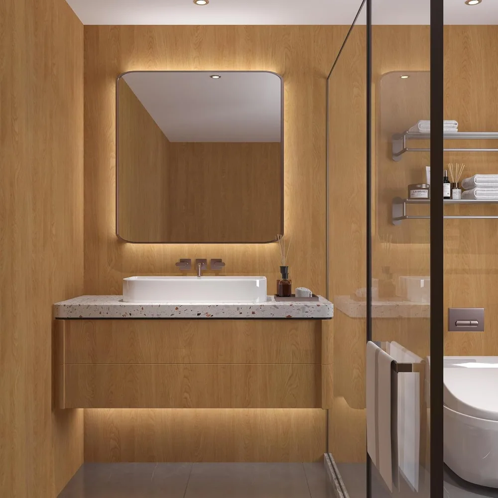 ورق اتصال من خشب الجوز مقاوم للماء قابل للتقشير واللصق للأثاث ورق جدران خشبي بني من الفينيل ذاتي اللصق واسع جدًا 31x