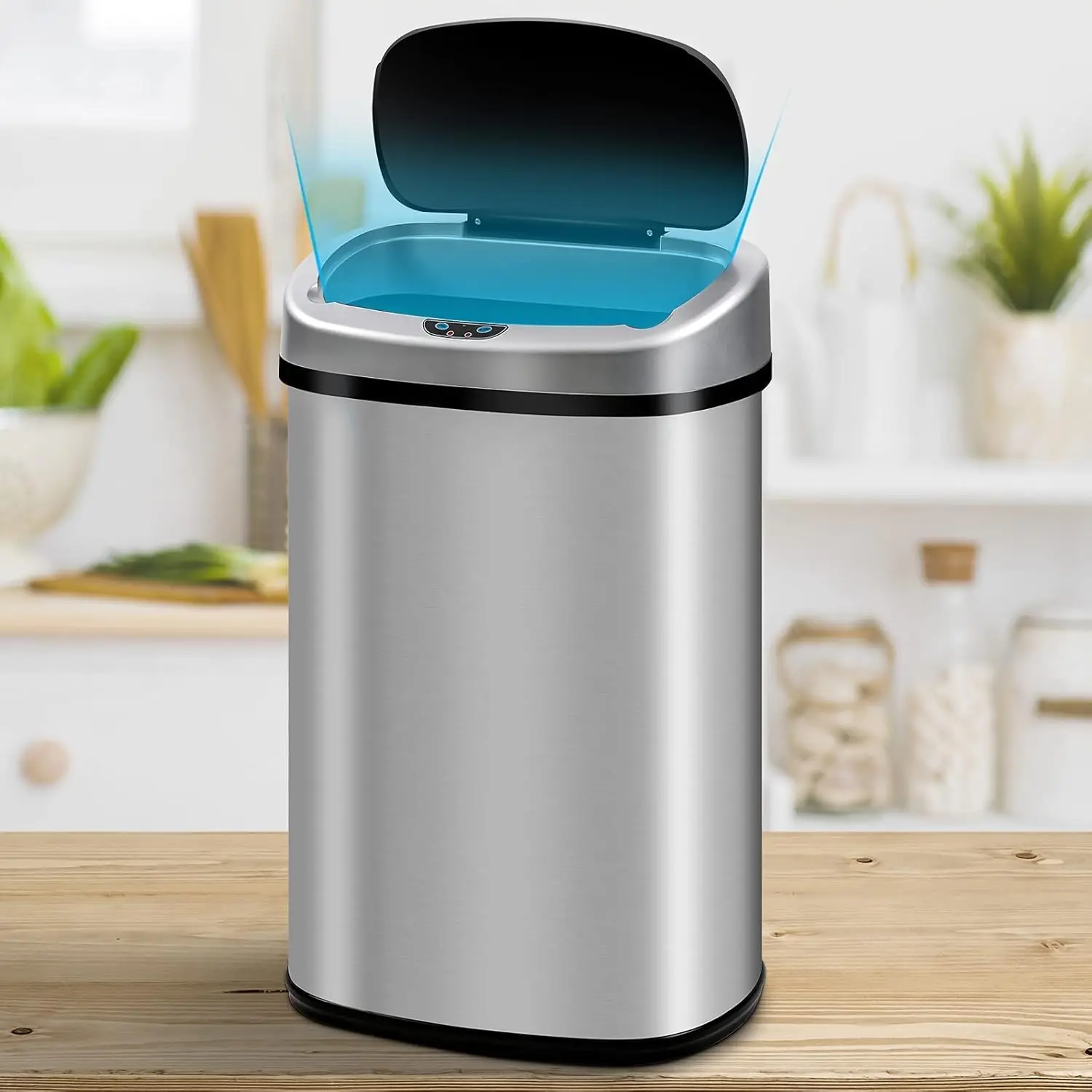 

Can 13 Gallon Stainless Steel Trash Can, Automatic Touchless Garbage Can with Lid, Trash Bin Waste Bin with Infrared Motion