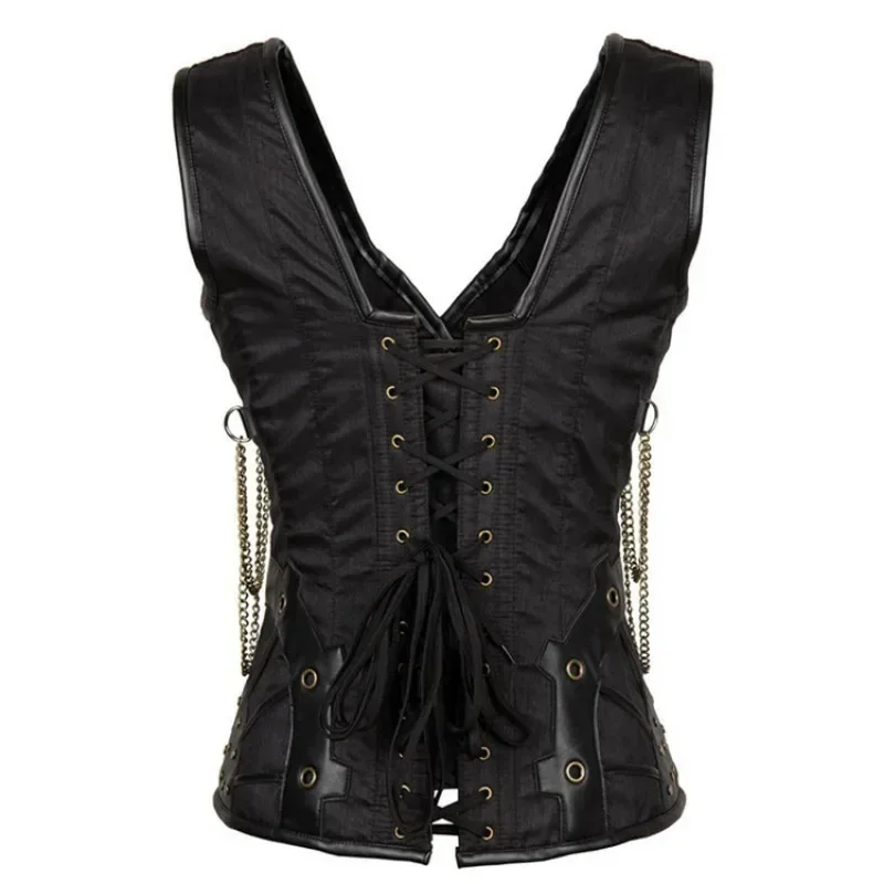 Steampunk Leather Women Corset Straps Overbust Corsets Vest Vintage Gothic Corsets Bustiers Top