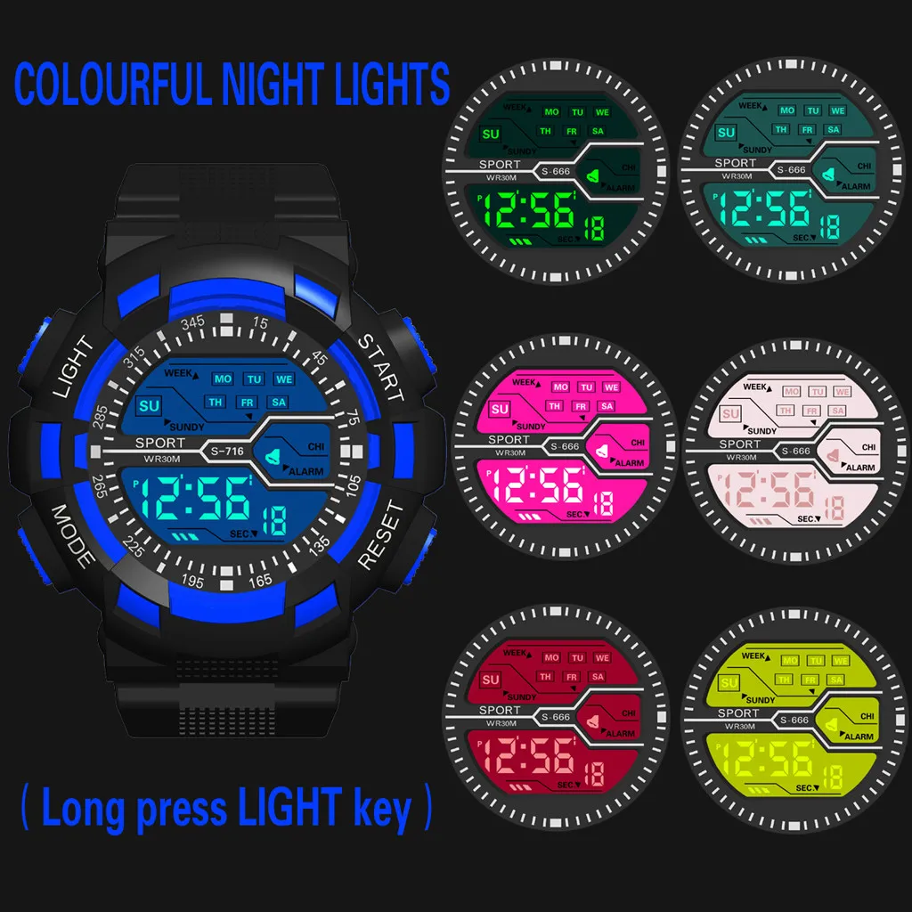 Multifunction Men's Sports Watch Led Digital Watch Big Dial  Luminous Men Sport Watch Luminous Electronic Watch