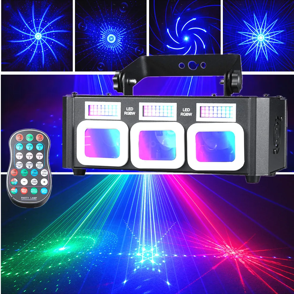 New Laser Light Stage Pattern Party Strobe Dancing DMX Remote Control Voice-activated Decorative Ambient