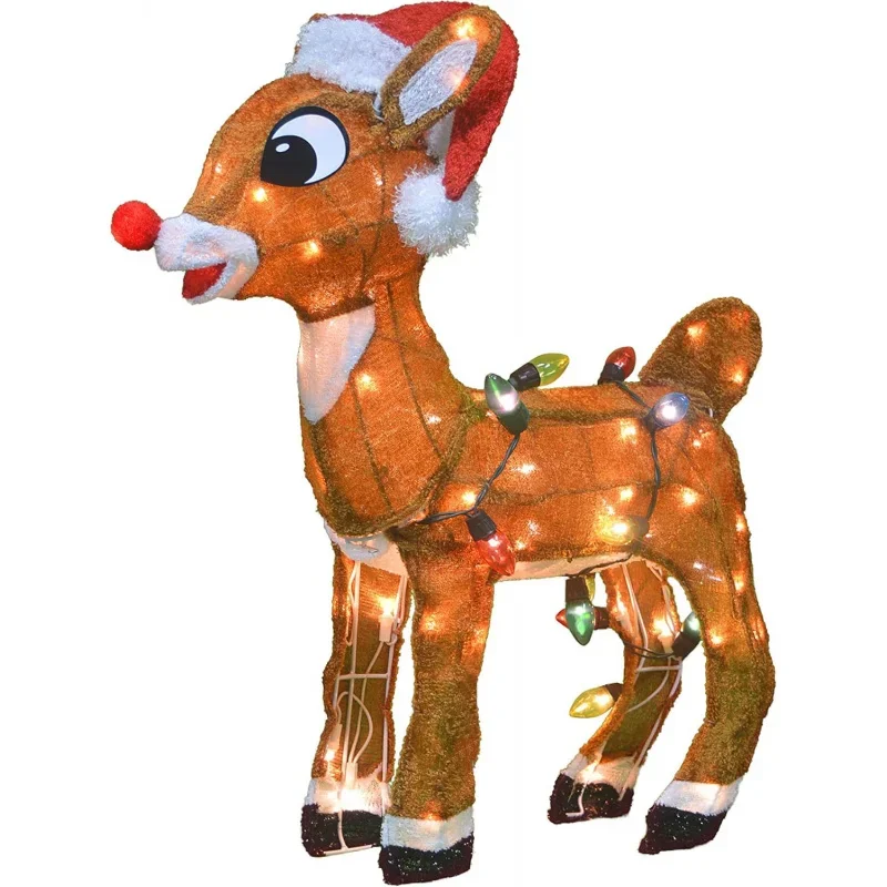 26-Inch Holiday Décor Rudolph LED Pre-Lit 3D Yard Art with 80 Lights, Standing