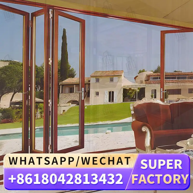 

Weather Resistant Aluminum Bi fold Tempered Glass Thermal Break Folding Doors for Villa House