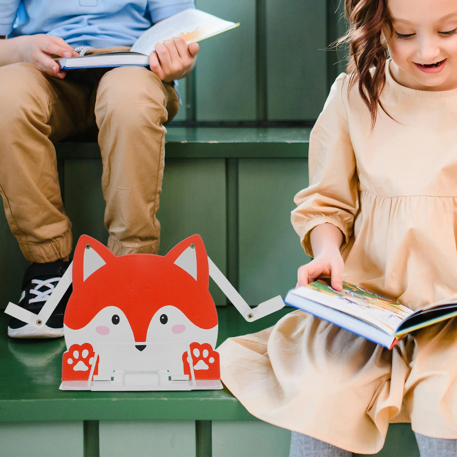 حامل قراءة على شكل ثعلب رف كتب سطح المكتب لحامل الكتب المحمول للاستخدام المنزلي والمدرسة والسفر