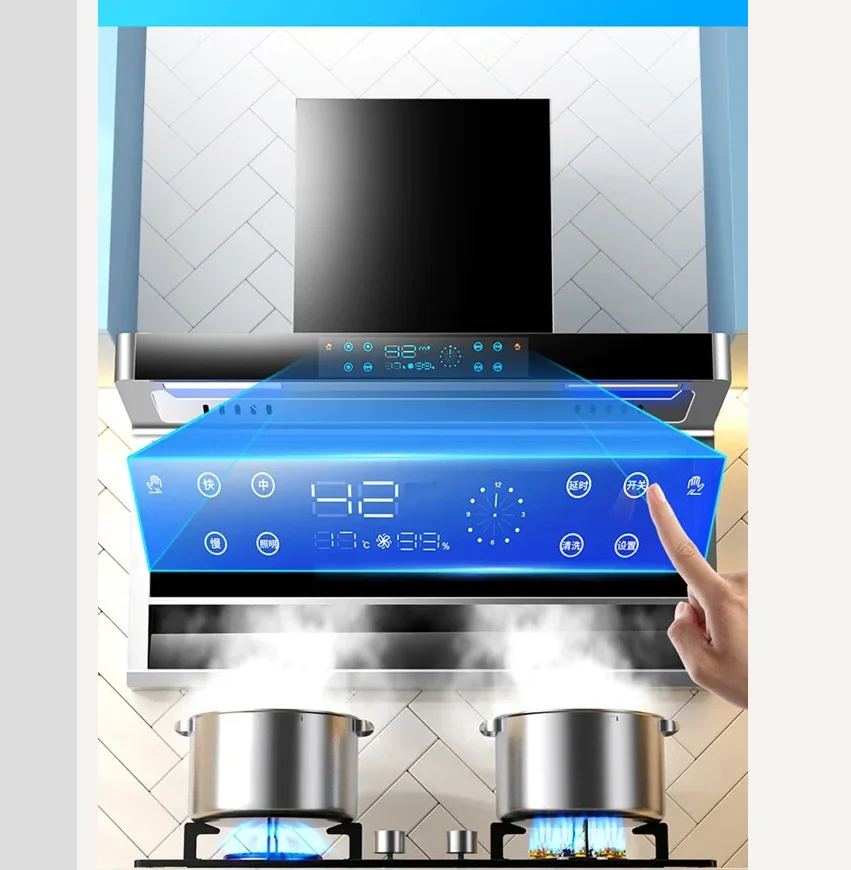 

220 В Frestec Range Hood Кухонный вытяжной вентилятор с сильным всасыванием, верхняя сторона, настенный EB