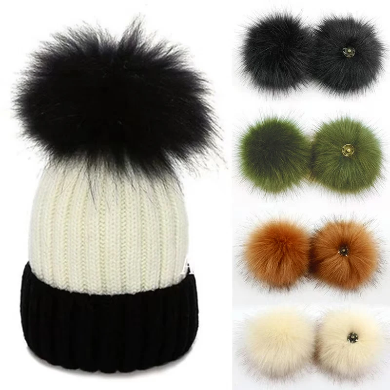 14 ซม.ขนาดใหญ่ Pompoms ปลอม Fox Fur Ball หมวกถุงมือ Diy Handmade ถุงมือผ้าพันคอเสื้อผ้าอุปกรณ์เสริมแขวน False Hairball พร้อมหัวเข็มขัด