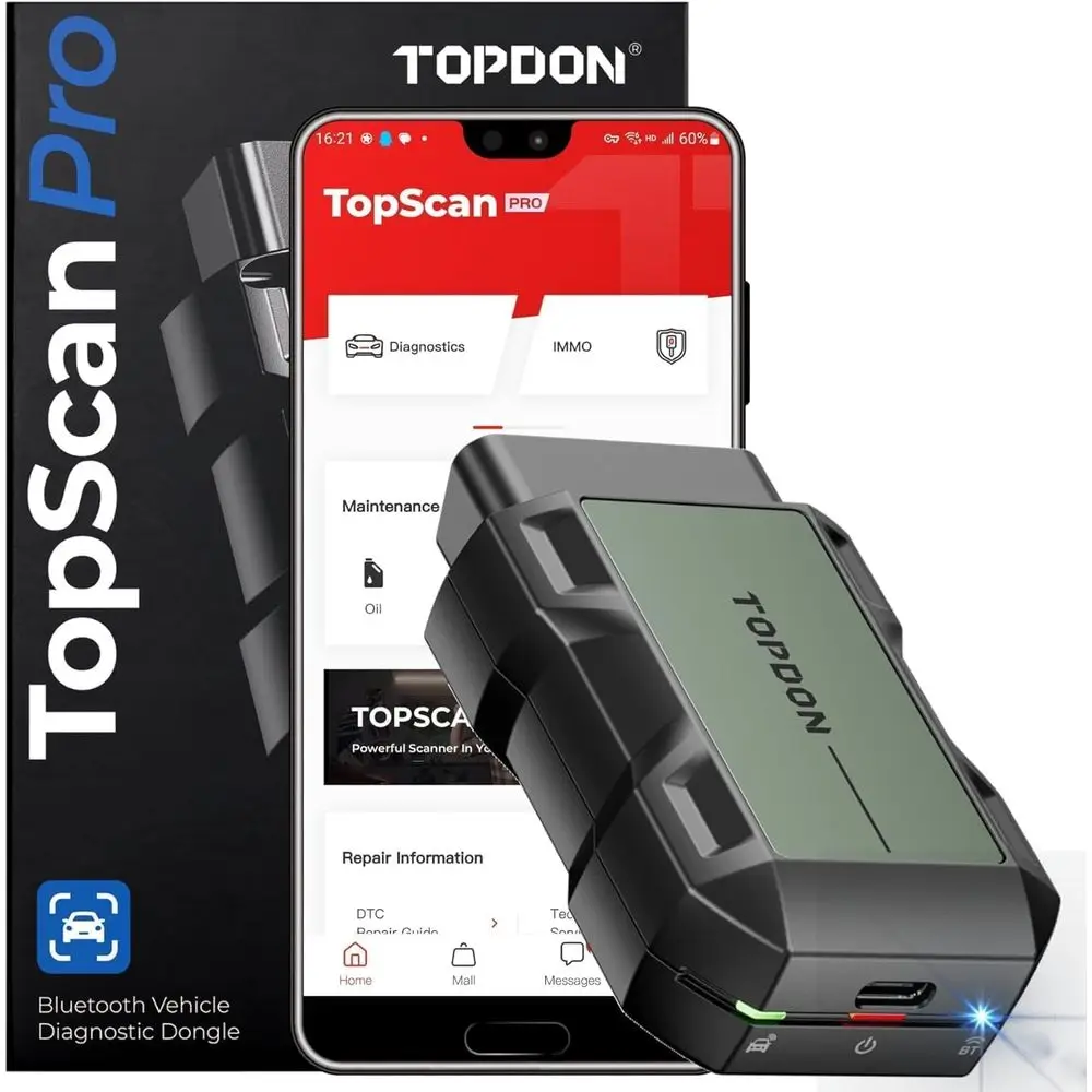 

TopScan Pro, беспроводной 2, Bluetooth-сканер для iOS и Android, инструмент диагностического сканирования, все системы для автомобиля, двунаправленное сканирование