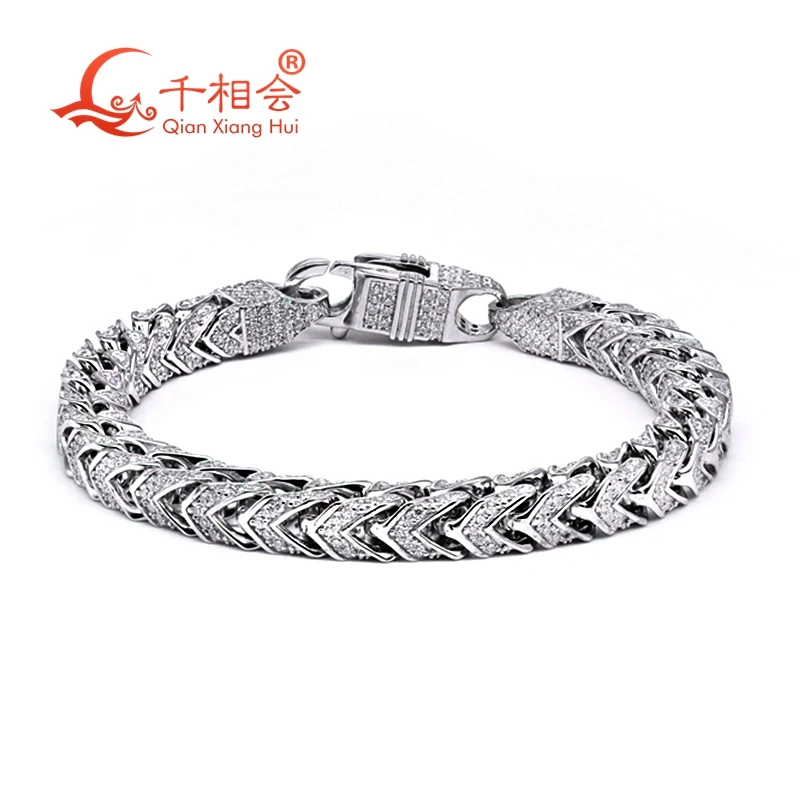 

D VVS Moissanite Custom Hip Hop Jewelry 6mm Cuban Link Chain 925 Silver Bracelet For Man And Women jewelry