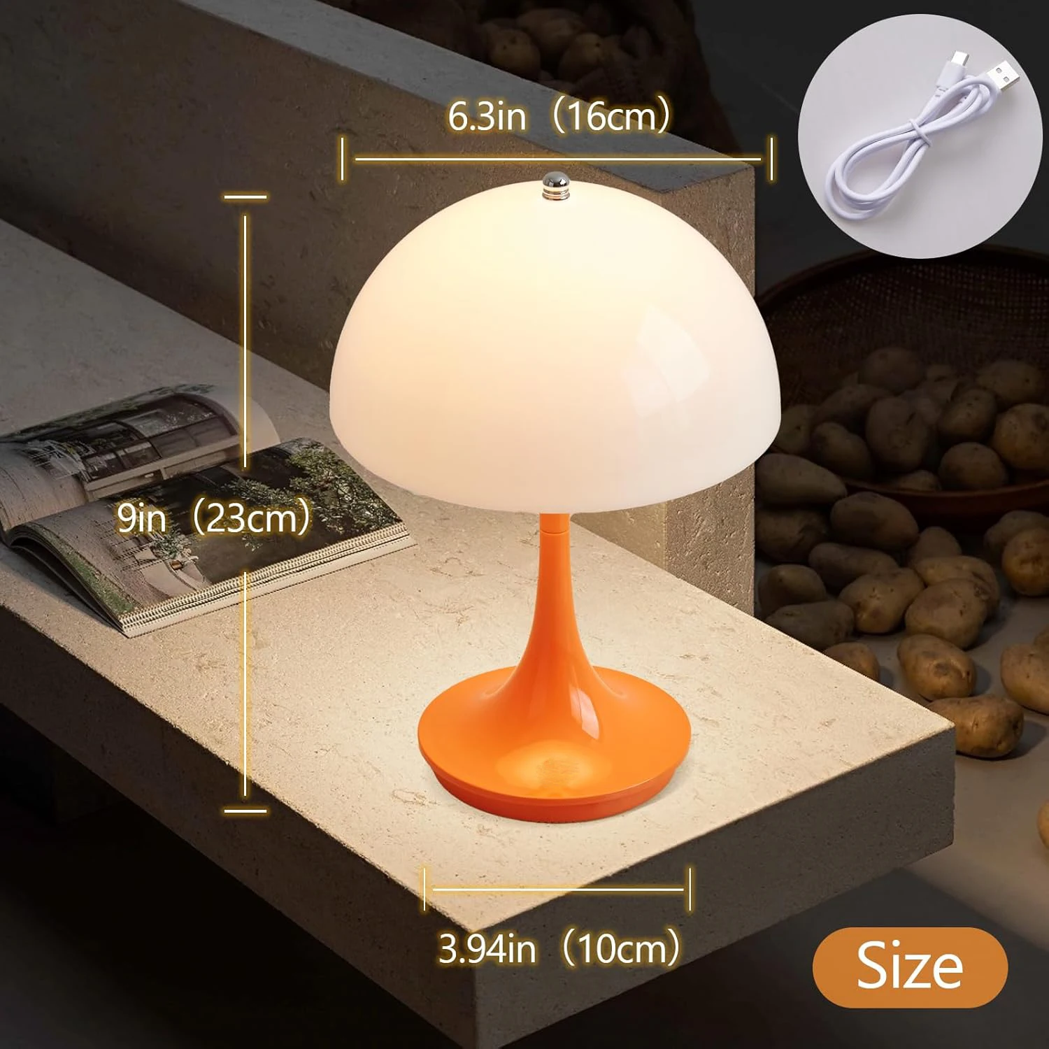 Mushroom 3color Dimming Rechargeable LED Table Lamps Decoration Night for Hotel Portable Night Light Simple Modern Decoration