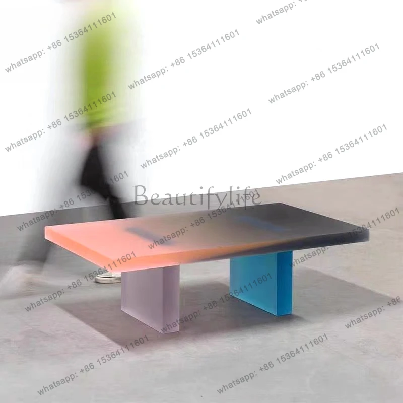 Creative designer matte acrylic gradual change coffee table rectangular tea table color coffee table