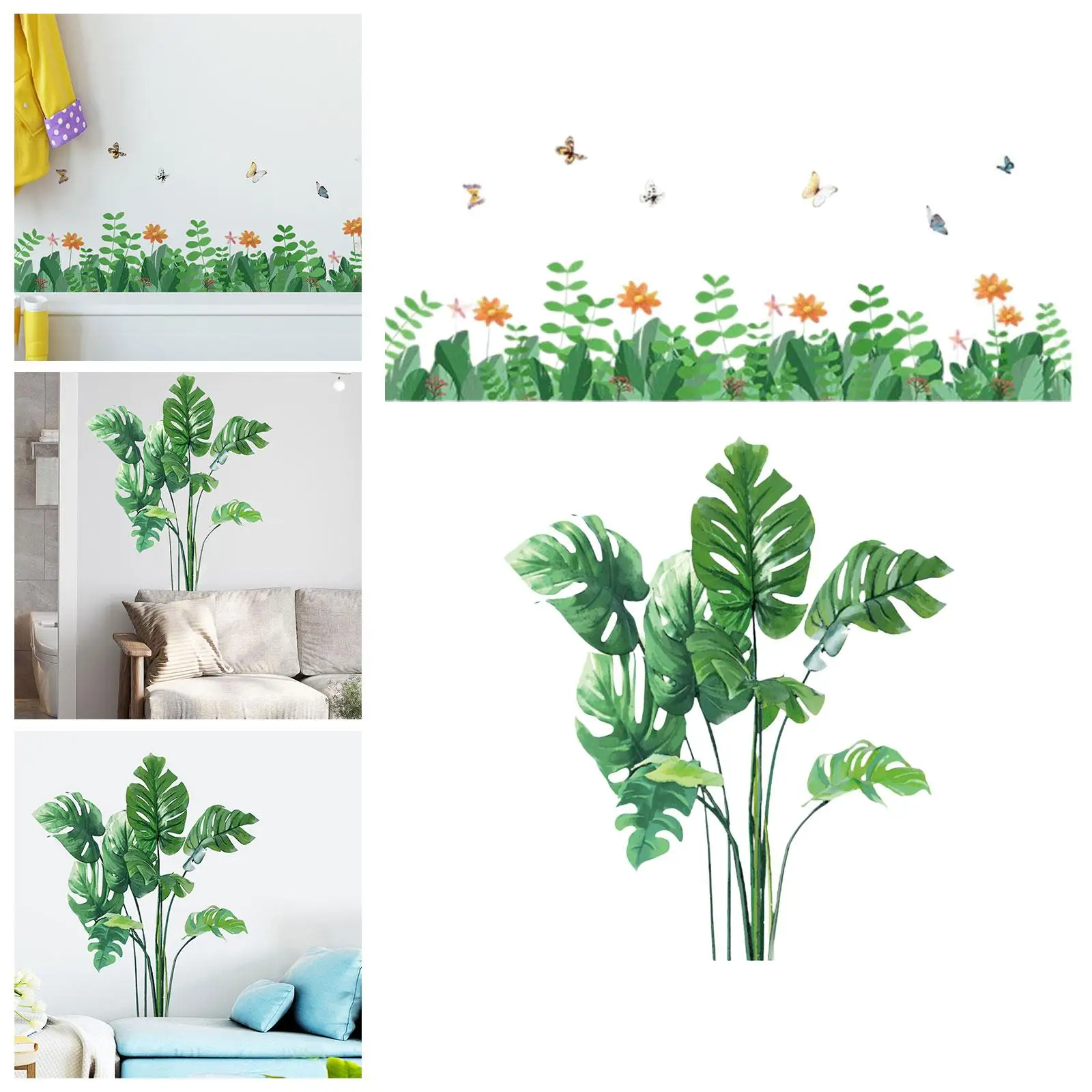 

Green Plant Wall Mural Easy to Peel Multifunctional Wall Decoration for