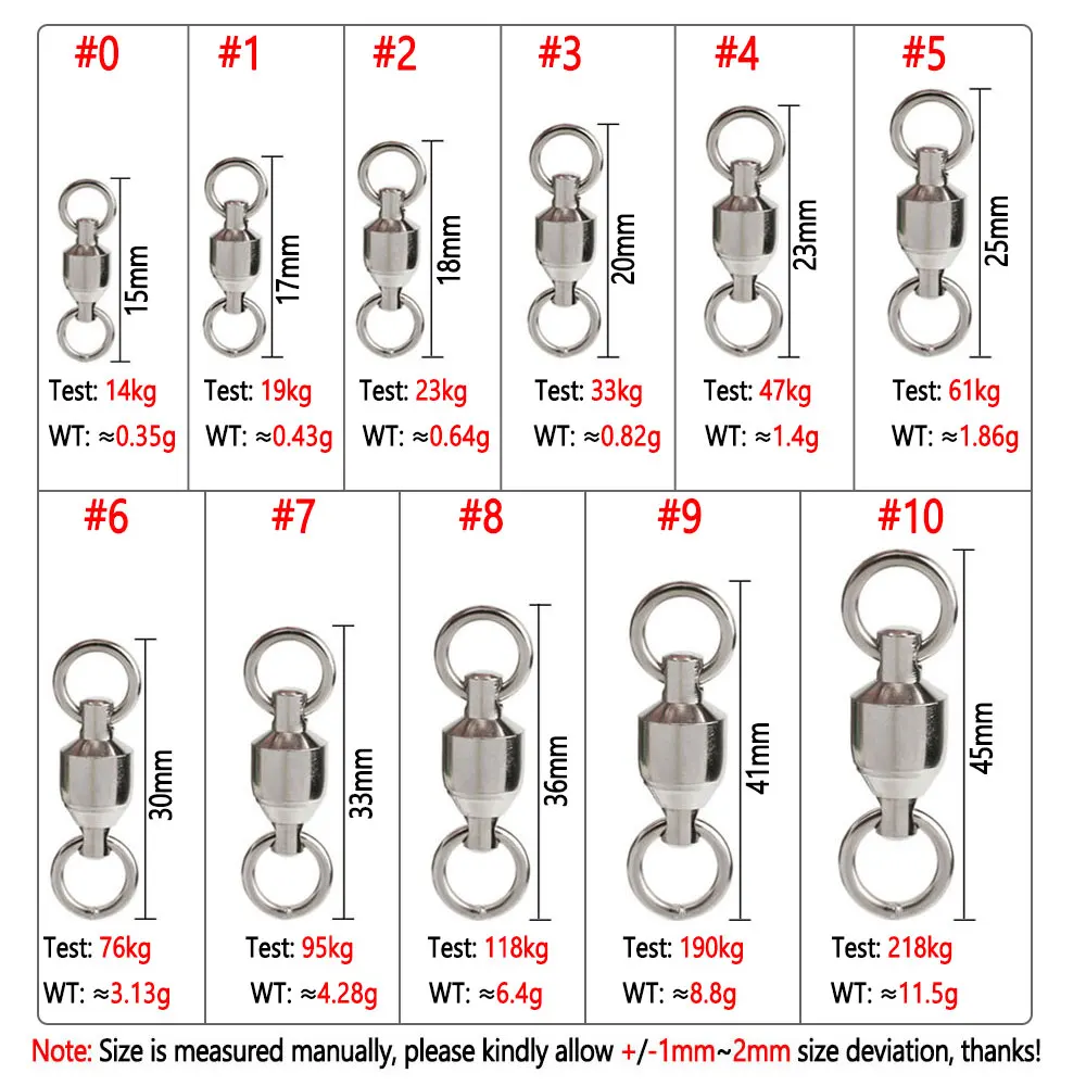 50pcs Heavy Duty Ball Bearing Swivel High Tensile Strength Weld Ring Sea Fishing Rigs Hook Connector Lure Fish Tacke Accessories