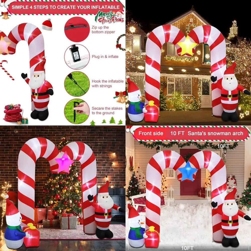

LED-lit Arched 10ft Inflatable Candy Cane for Christmas and Winter Outdoor Decorations