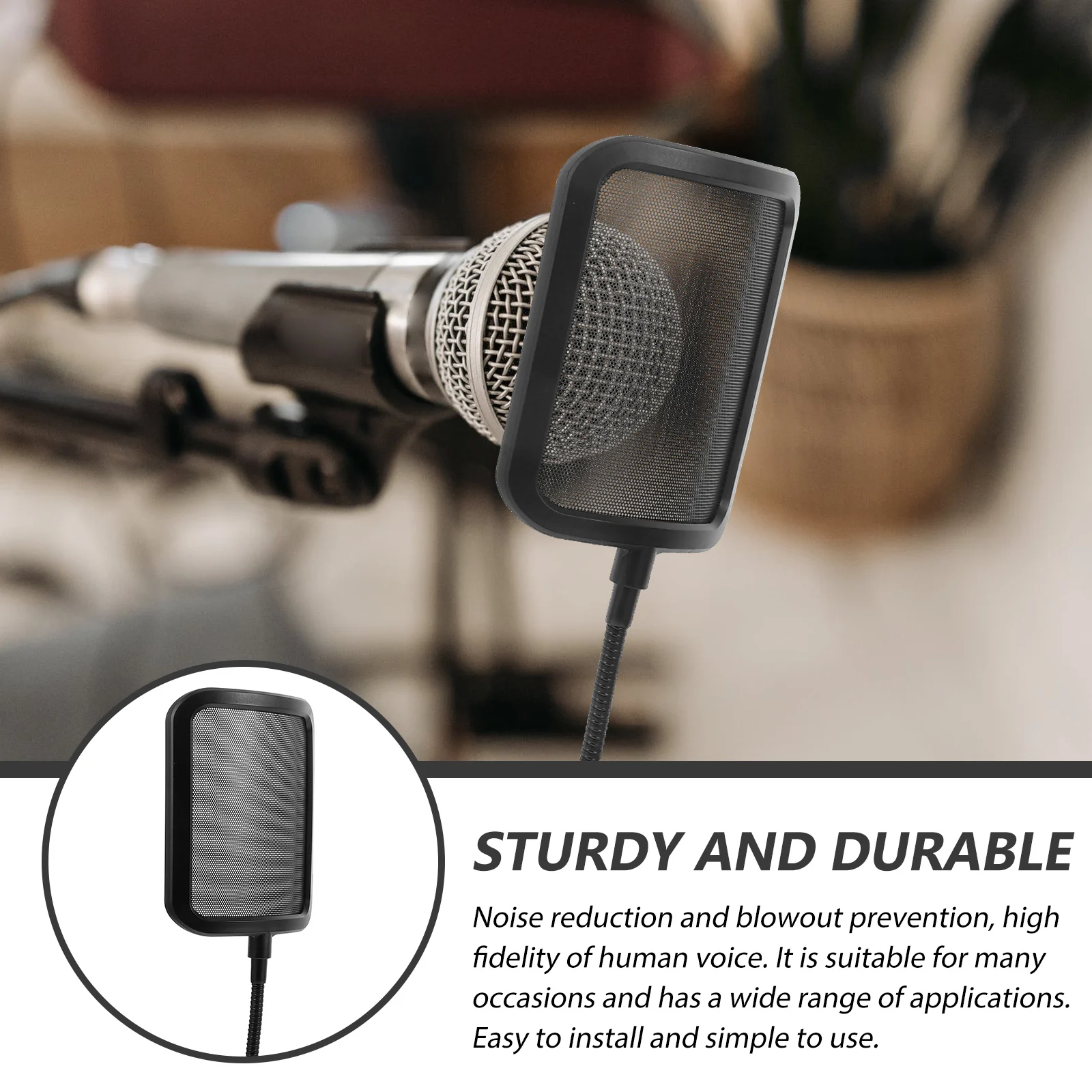 

Microphone Windshield Metal Plastic Guard Recording Shield Noise Proof Screen Sound Absorbing Cover Wind Filter Gooseneck Design