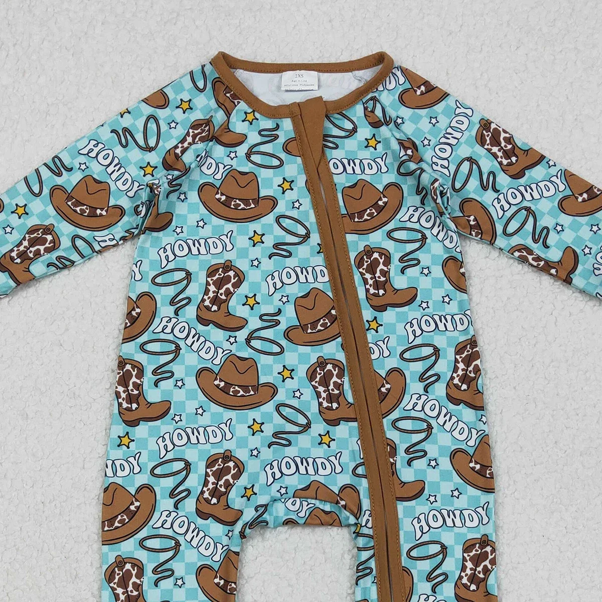 الجملة الوليد بيبي بوي النائمون طويلة الأكمام طفل الغربية Howdy القبعات اتجاهين سستة فقاعات رومبير الاطفال الرضع قطعة واحدة