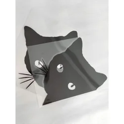 12*15cm Creative Black Cat Face Peeking Car Stickers Automotive Decal Window Decoration Reflective Sticker Window Door Sticker