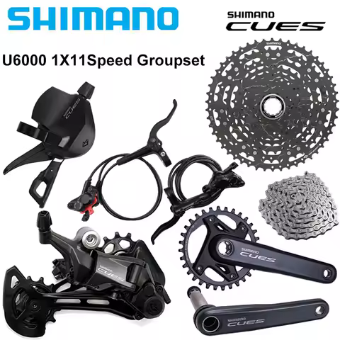 SHIMANO Cues U6000 1X11V Groupset for MTB Mountain Bike Shift Lever Rear Derailleur 50T Cassette Chain Crankset MT420 Brake Set