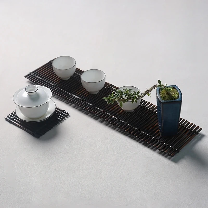 

Zen Bamboo Cup Holder, Vintage Tea Table Ornament, Handwoven Bamboo Coaster, Kung Fu Tea Pot Tray, Dry Bubble Tea Base