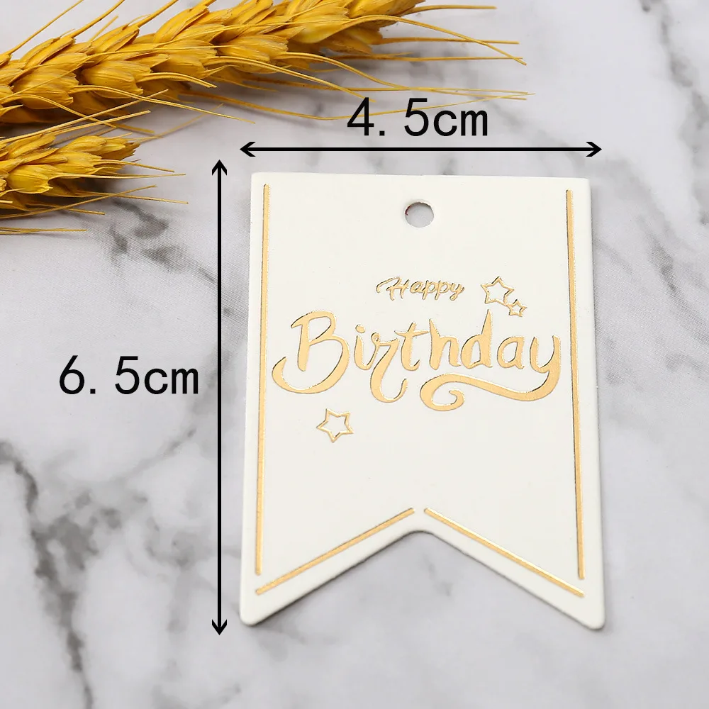 50pcs Happy Birthday Gift Tags Candy Cookie Goodie Bags Hang Tag Gifts Card Labels Kids Birthday Party Favors Packaging Supplies