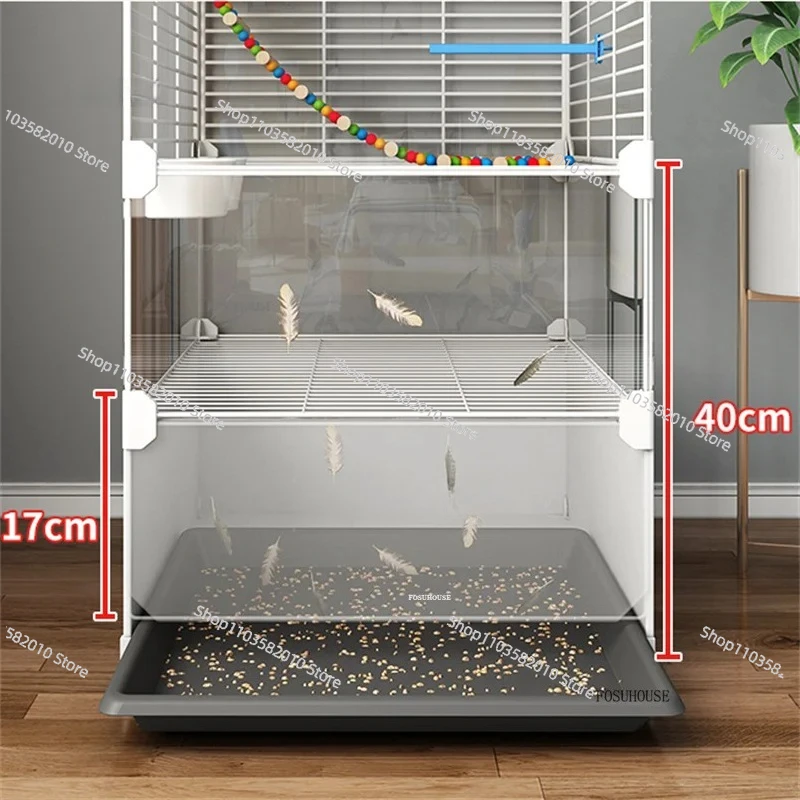 Modern Wrought Iron Large Parrot Cage, Splash-Proof Luxury Villa Bird House, Professional Home Bird Accessories