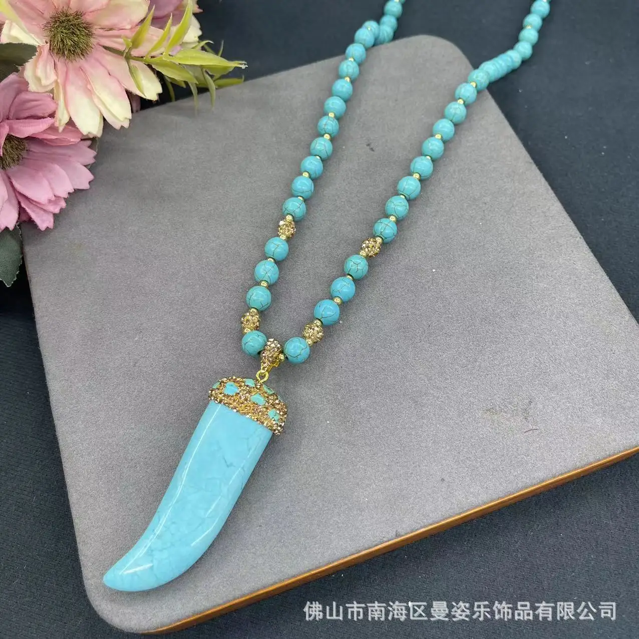 DIY accessories Turquoise terracotta clay dot diamond necklace new Chinese pure handmade personalized sweater chain original des