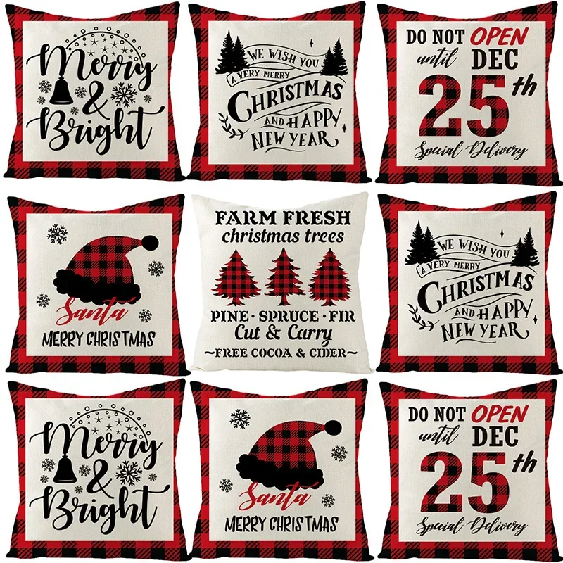 Funda de almohada navideña, funda de cojín, adornos navideños para el hogar, regalos de adornos navideños, decoración de Feliz Año Nuevo 2022