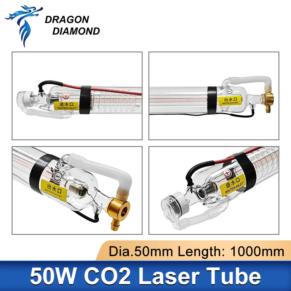 50W Co2 Metal Glass Laser Tube Length 1000MM Dia. 50mm Glass Laser Lamp for CO2 Laser Engraving Cutting Machine