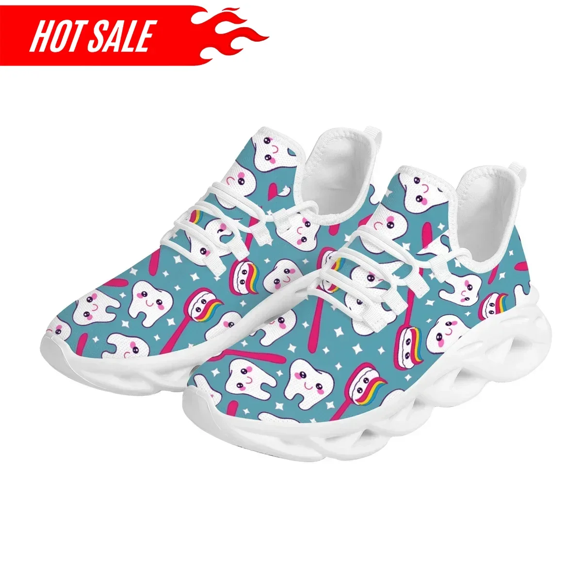 

Breathable Teeth Nursing Flats Shoes Woman Casual Sneaker Premium Sketch Toothbrush Design Female Footwear Comfortable Vulcanize