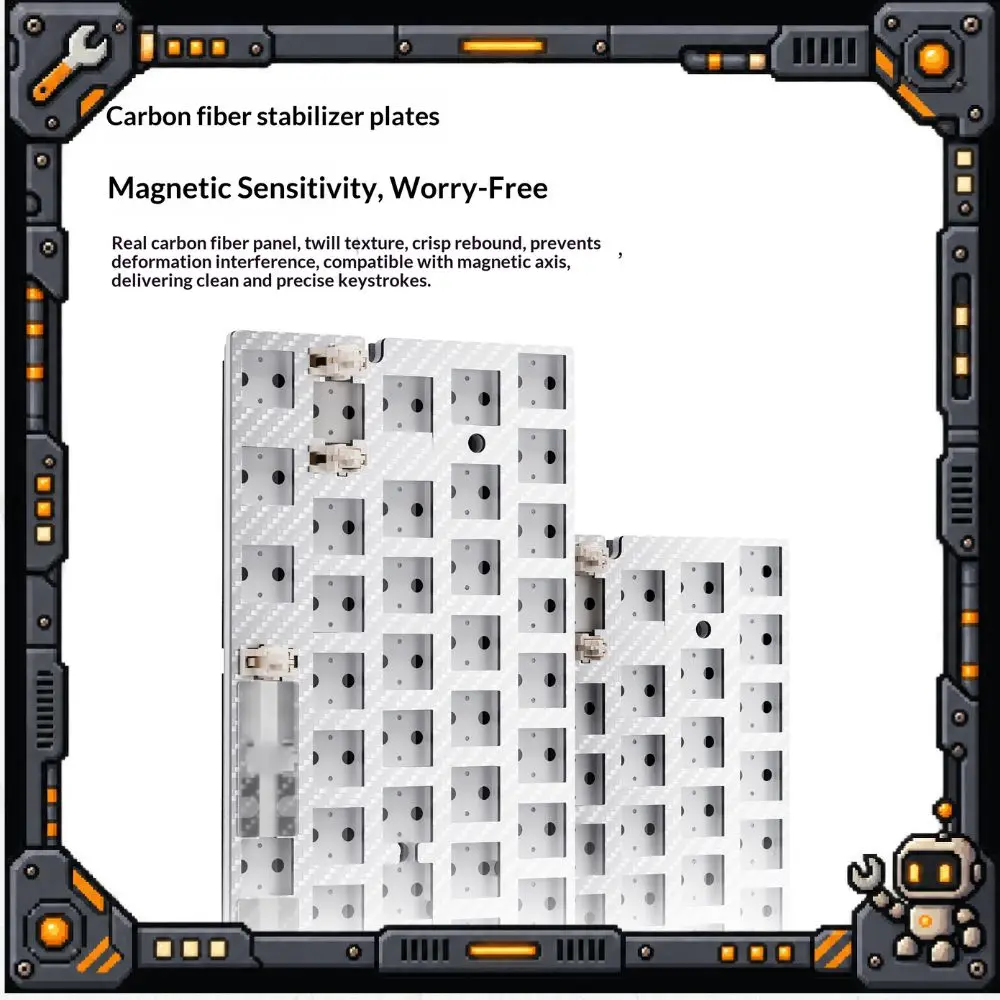 AULA Galaxy600/66/60 Gemini Magnetic Axis Keyboard Inner Case PCB 1.5mm Carbon Fiber Positioning Plate Set Keyboard Accessory
