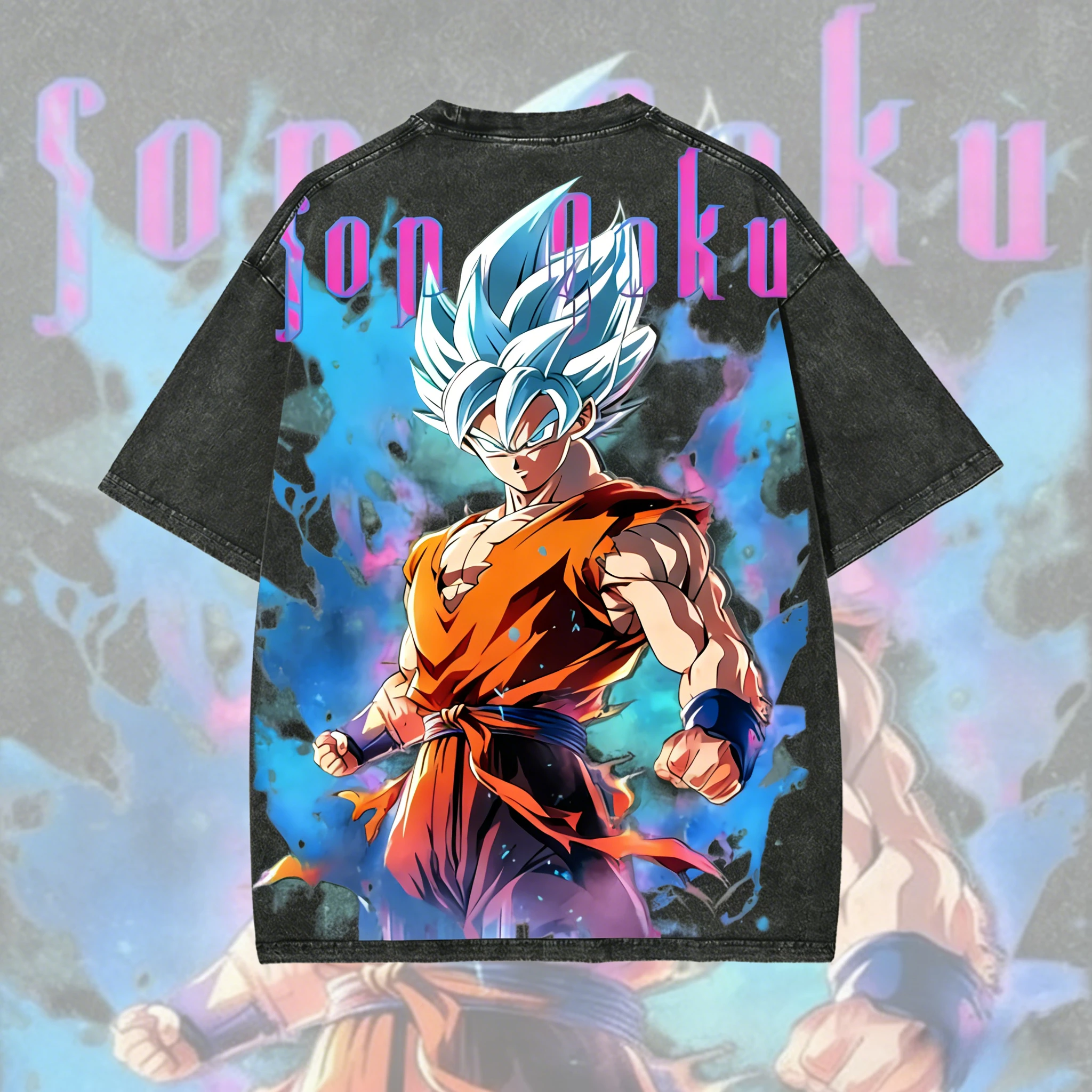 

Dragon Ball 2026 Summer Oversized T-Shirt 100% Cotton Washed Vintage Super Saiyan Blue Goku Print Unisex Tee for Anime Fans