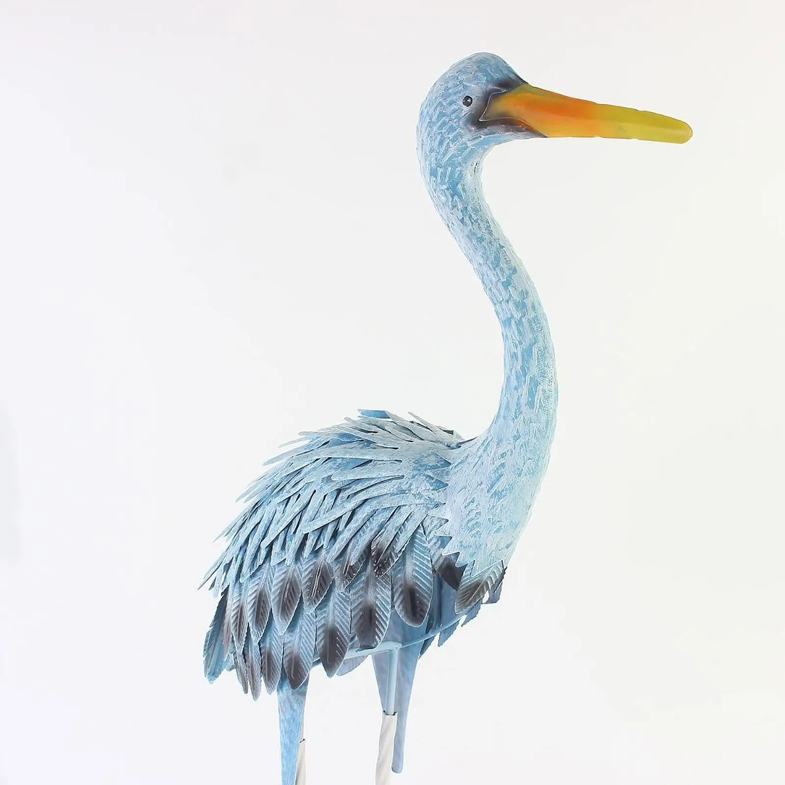 

Blue Egret Statue Metal Yard Art Garden Landscape Housewarmings Gift Animal Sculpture for Balcony Courtyard Room