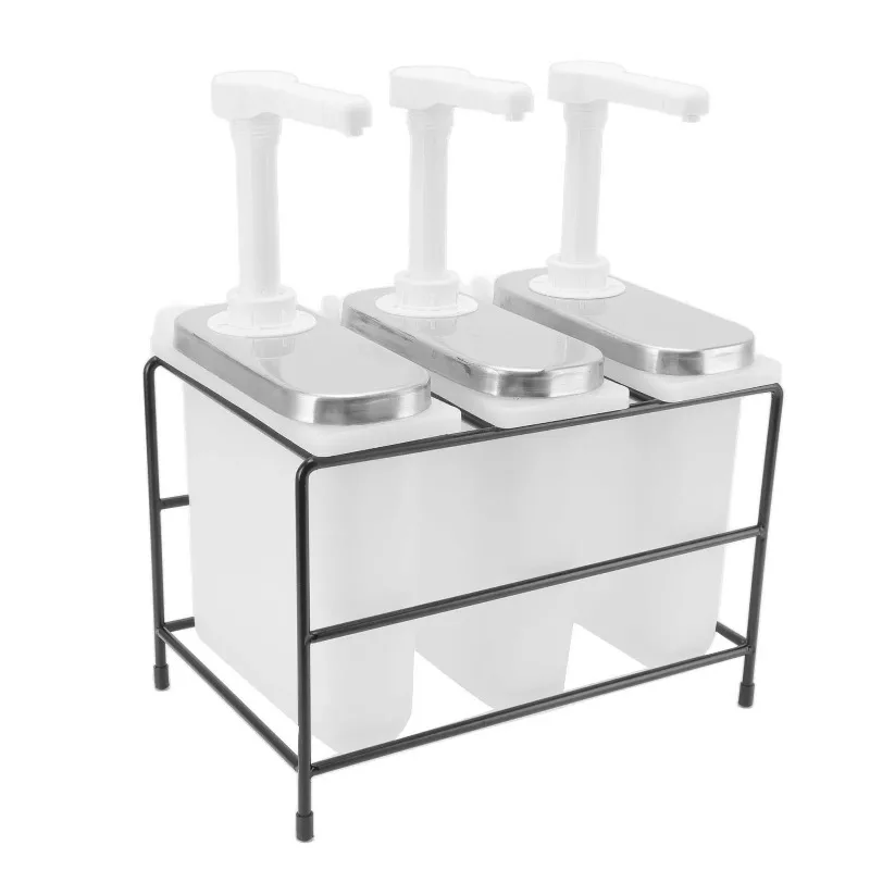 Heads Labor Saving Plastic Stainless Steel Iron For Restaurant Condiment Pump Dispenser Syrup Pump Dispenser Rotatable Squeeze