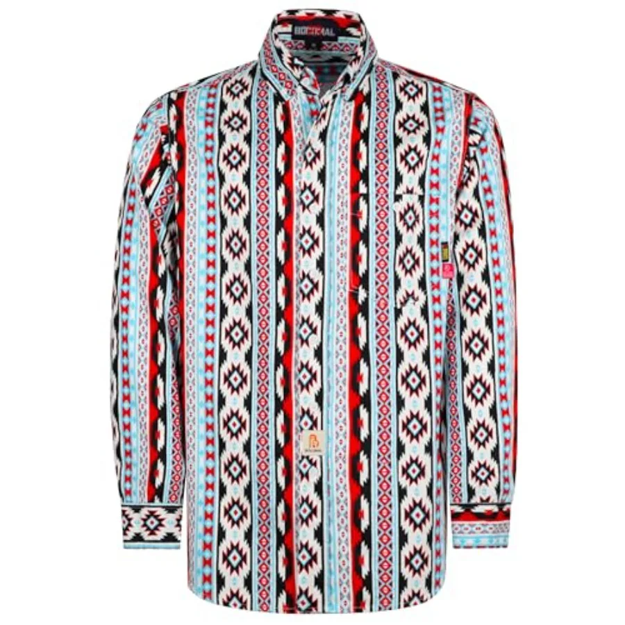 

BOCOMAL FR Shirts Printed Bohemia Button Down Flame Resistant NFPA2112 CAT2 Work Shirt