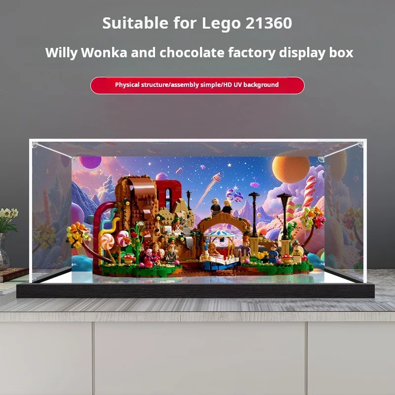 

Пылезащитная коробка для дисплея 3 мм для lego 21360 Шоколадная фабрика, витрина, органайзер для хранения (набор Lego в комплект не входит)