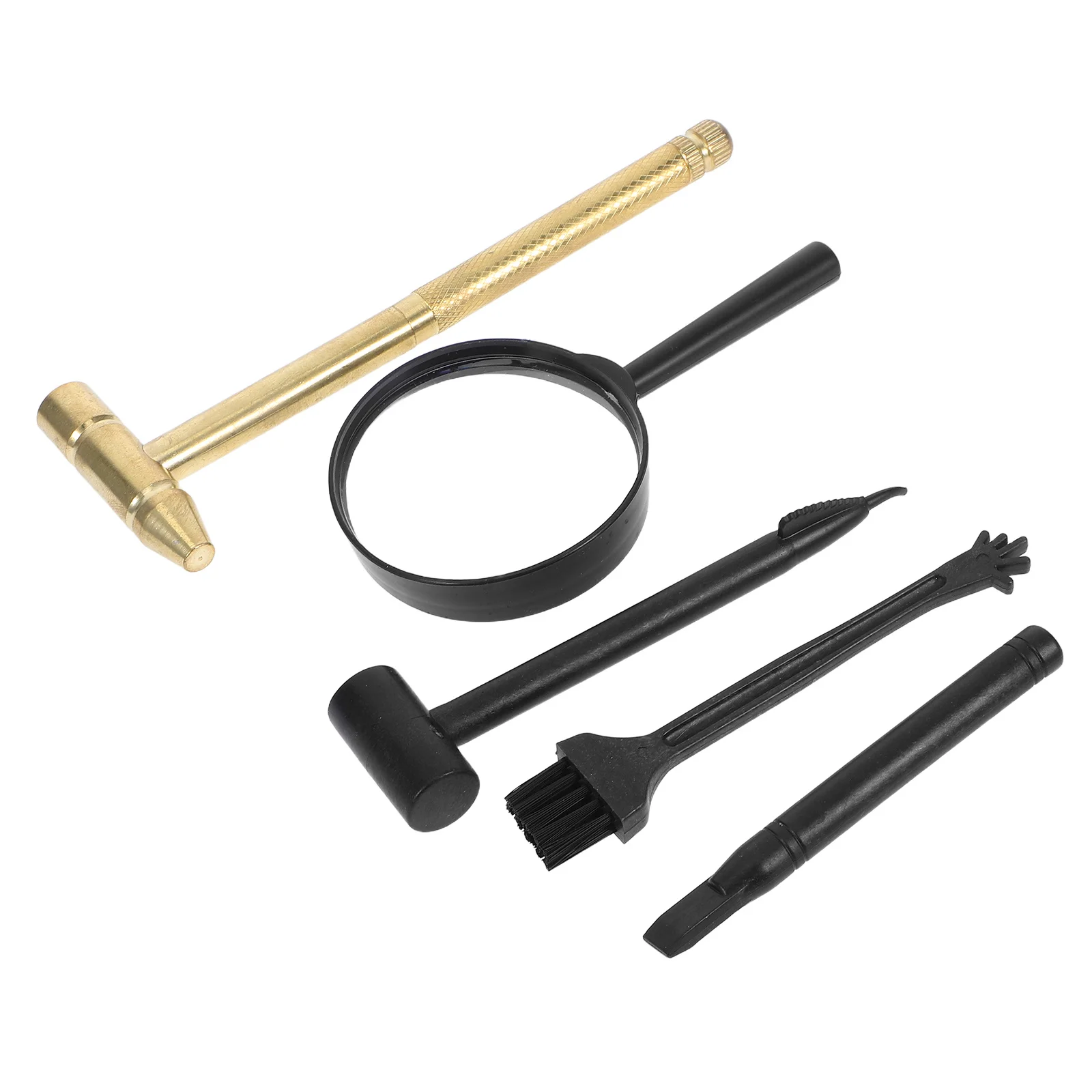 1 Juego de herramientas de excavación de arqueología para niños, martillo, cincel, cepillo, lupa, Kit de excavación de piedras preciosas, ciencia educativa