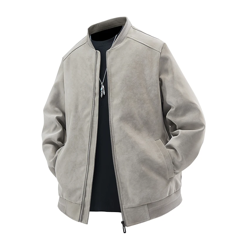 

Men's PU Leather Puffer Jacket, Windproof & Wrinkle-Resistant Baseball Collar Winter Coat