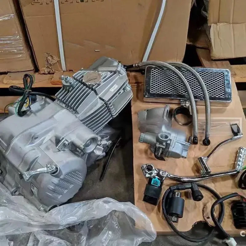

New 1 Cylinder 190cc 4 Stroke CDI Ignition Electric Start Kick Start 190cc Motorcycle Engine Kit Assembly with All Accessories