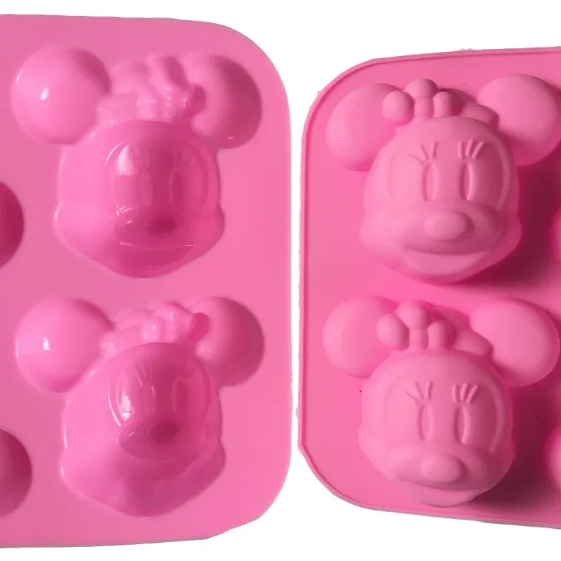 4pcs Disney Mickey Silicon Mold Anime Minnie Baking Mold Cake Chocolate Ice Cube Pudding Moulds Pastry Tools Kitchen Supplies