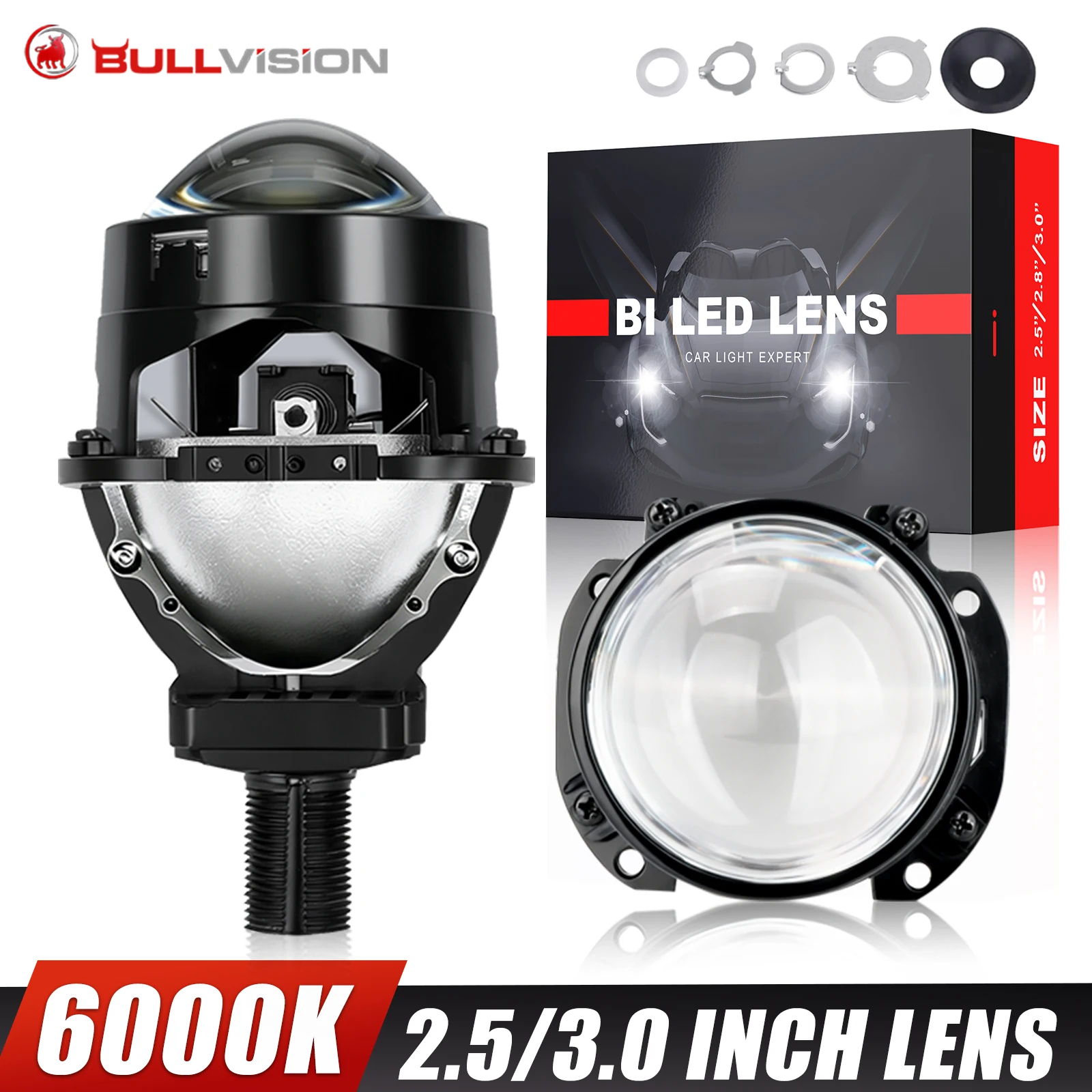120W 2 PCS 3.0 Inch Bi Led Projector Lens Halo Lights H4 H7 9005 9006 Car Headlights Hella 3R G5 Angel Eyes High Low Beam LED