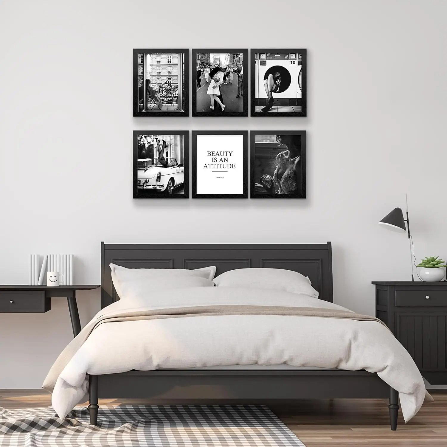

Framed Art Black And White Poster With Frame Set Of 6 Vintage Fashion Wall Art Decor Retro Wall Art Print Pictures Set For
