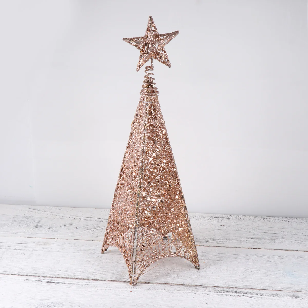 

40Cm Tower Shaped Christmas Tree Glowing Metal Ornament for Festival Decoration Wrought Iron Luminous Centerpiece Home Interior