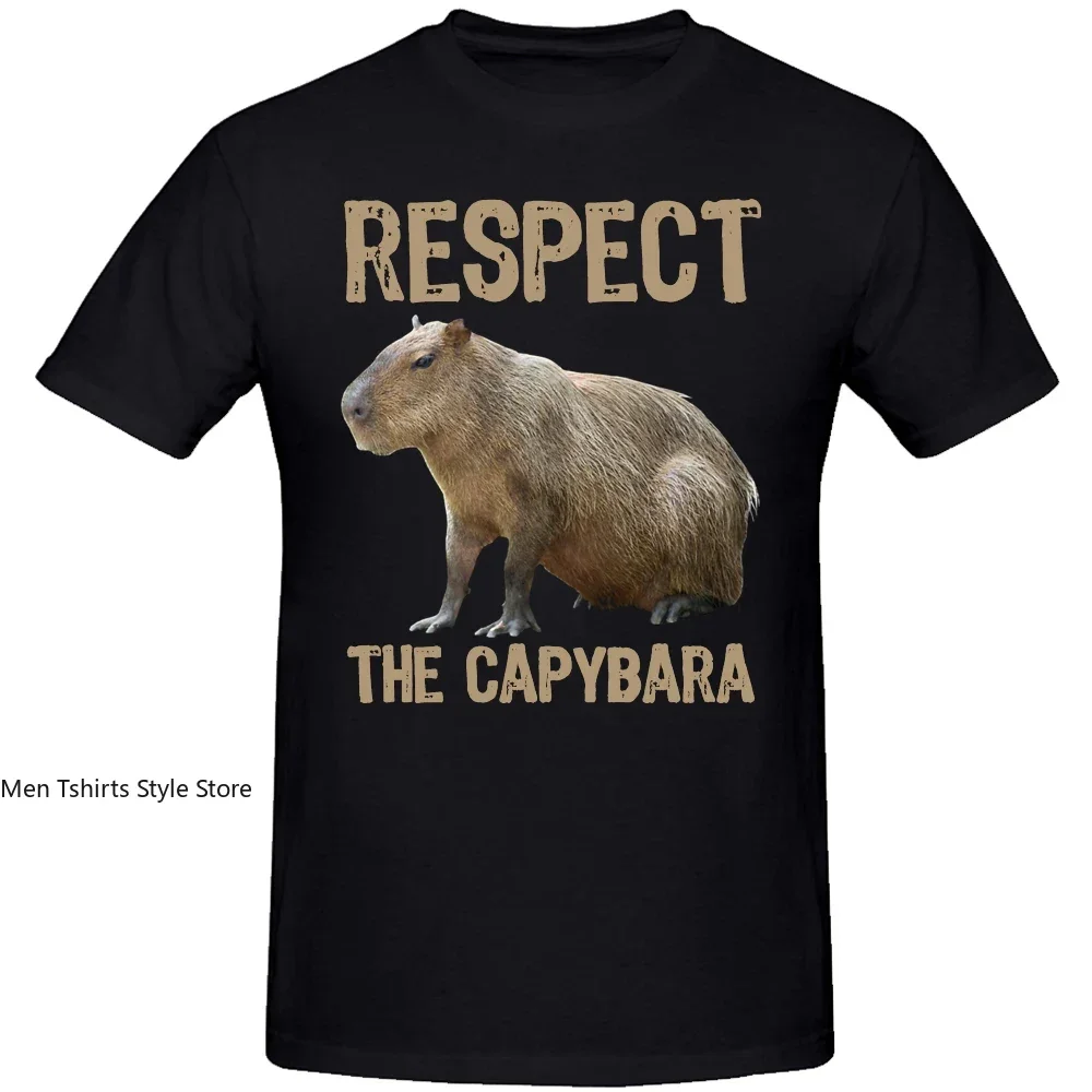 Respect The Capybaras Funny Capibara Photo Classic Cotton EU Size T Shirt Harajuku Streetwear Men Harajuku Funny Man Clothes