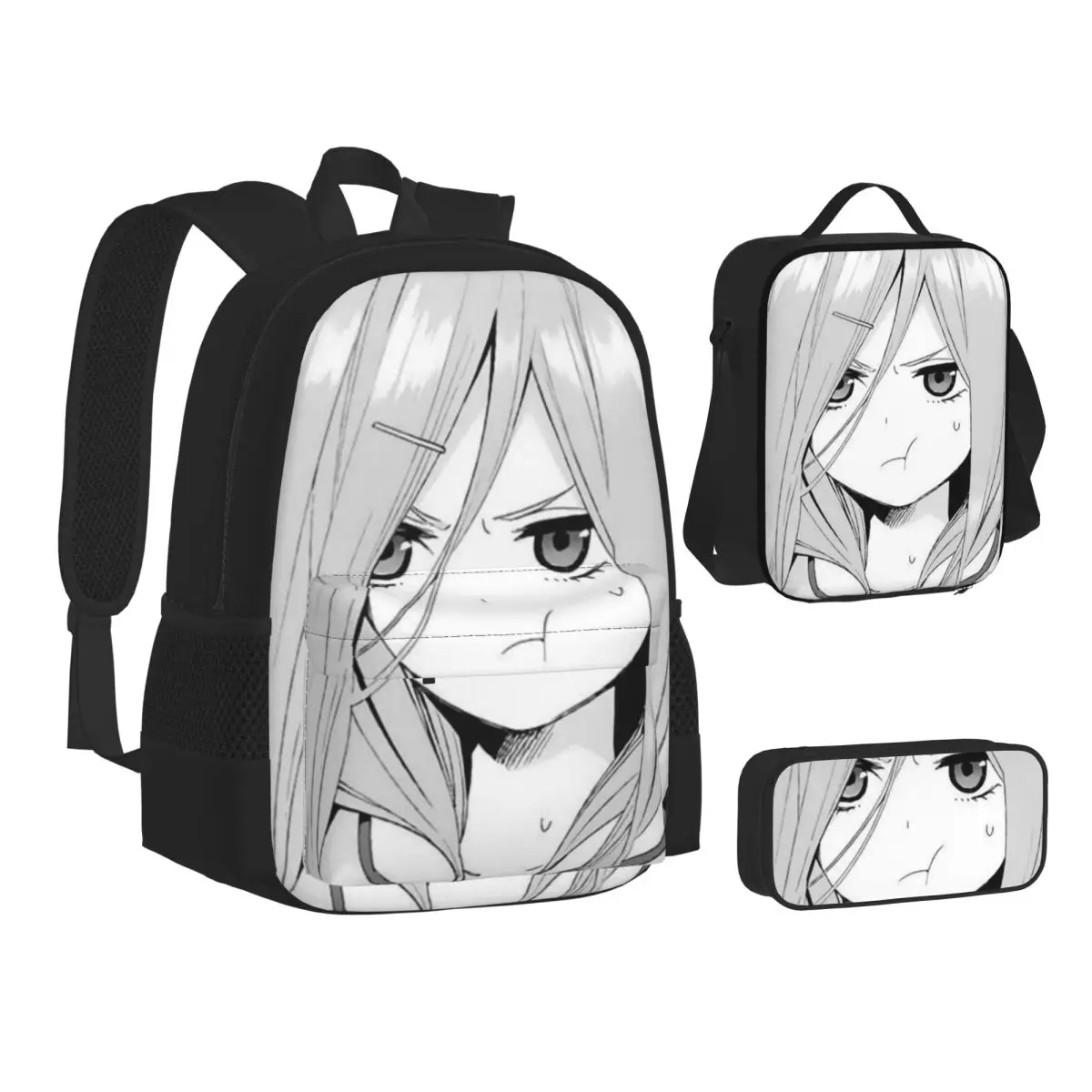 Miku Nakano Waifu Backpacks Students Bookbag School Bags Kids Rucksack Lunch Bag Pen Bag Three-Piece Set