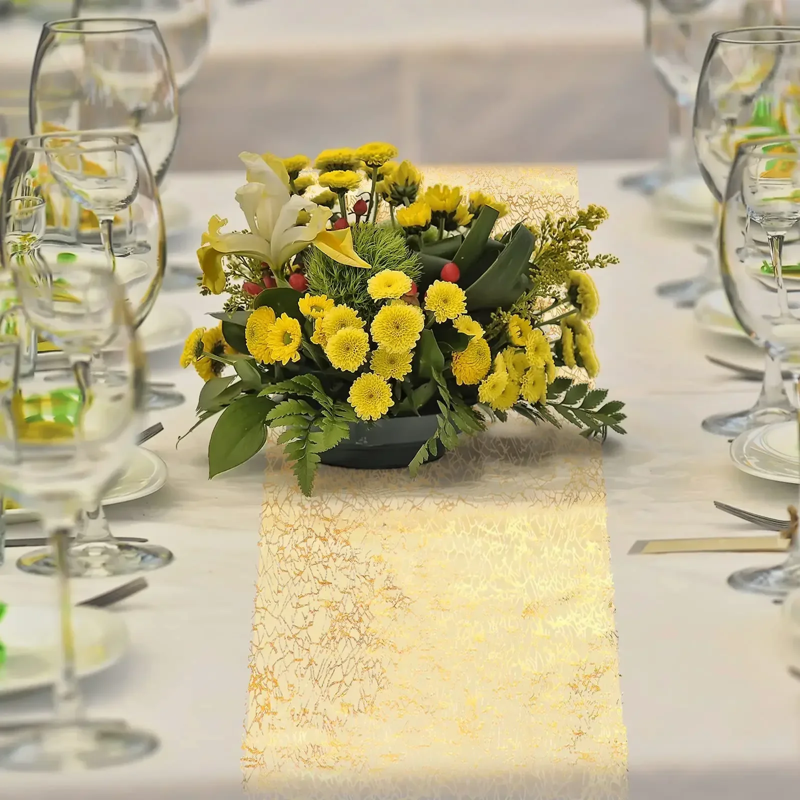 Camino de mesa dorado con purpurina metálica, Rollo metálico rectangular para cumpleaños, boda, decoración de mesa de Navidad para el hogar