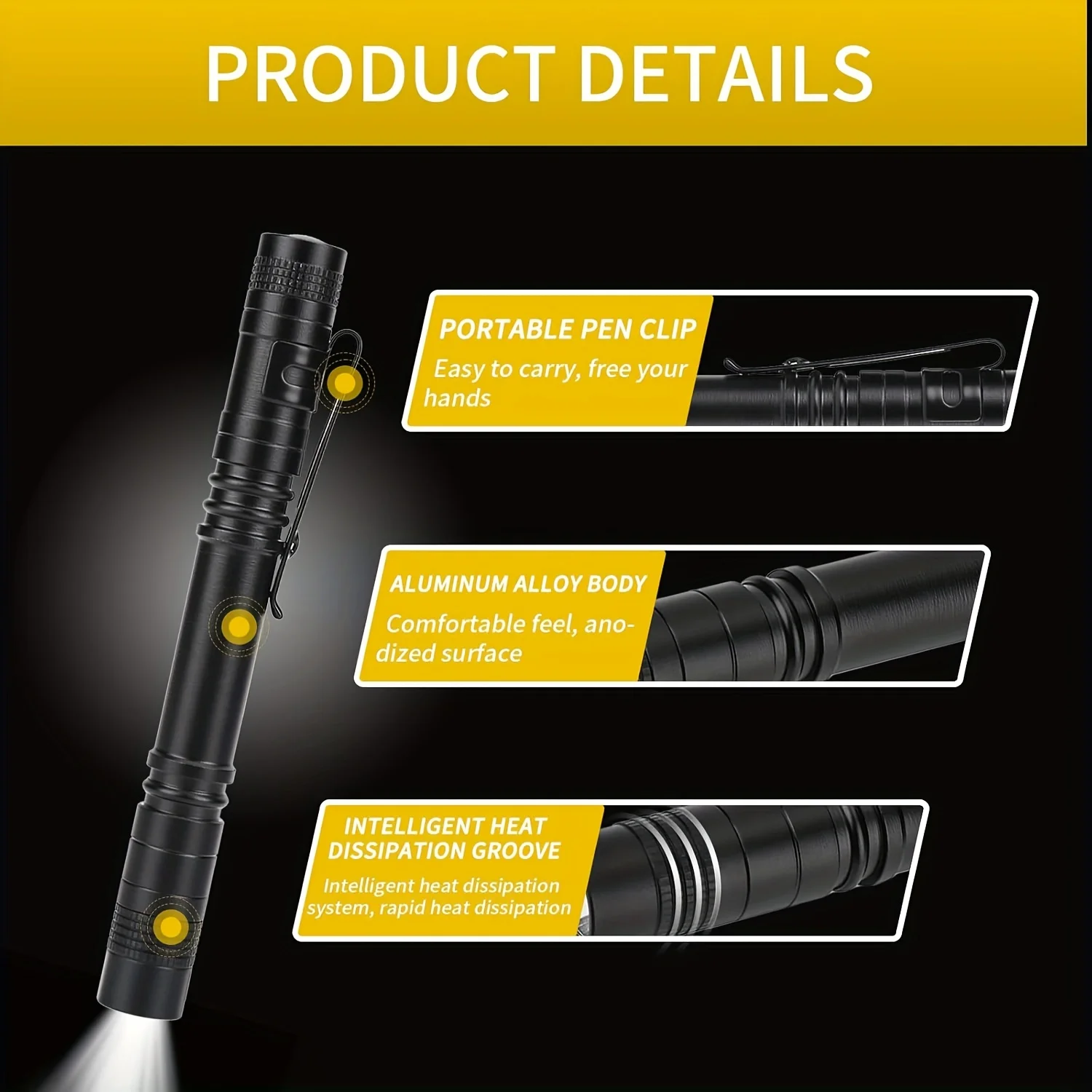 قلم LED صغير محمول خفيف للجيب فائق السطوع عالي التجويف مصباح يدوي محمول شعلة Linterna للتخييم في حالات الطوارئ في الهواء الطلق
