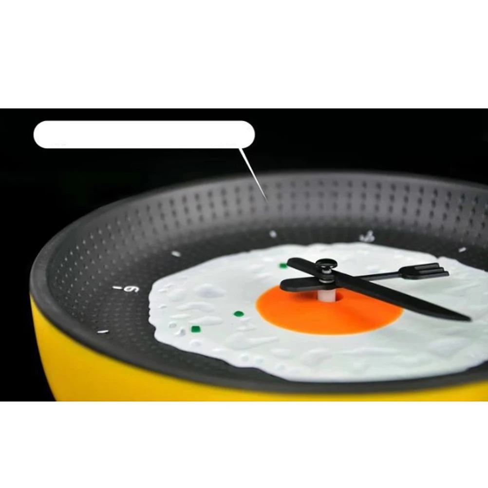 

Yellow Frying Pan Wall Clock Cute Omelet Design ABS Material Home Decoration Kitchen Hanging Clock Not Included