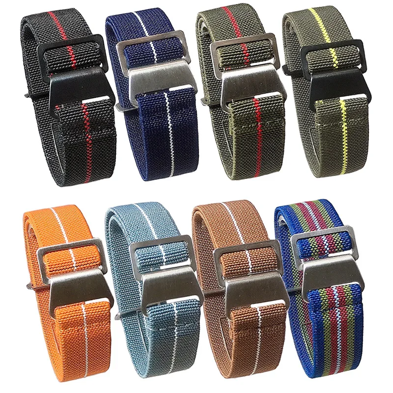 Elastic Nylon Band for Seiko for Rolex for OEMGA for Tudor Watch Sport Bracelet Parachute Watch Strap18mm 20mm 22mm Width