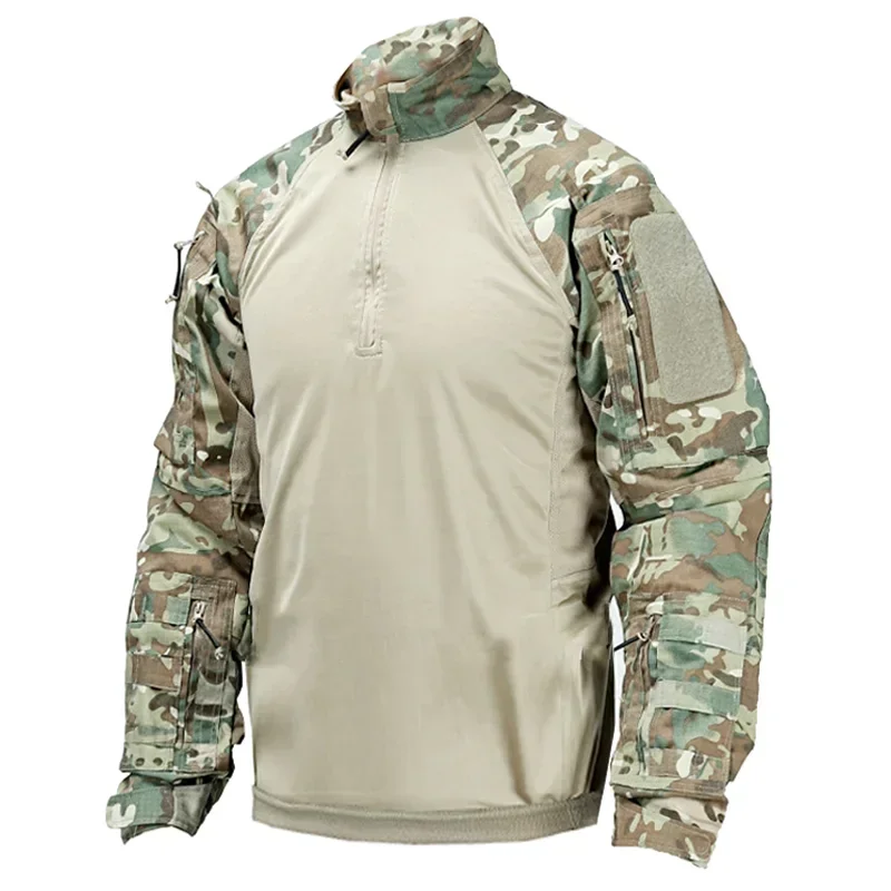 Men Outdoor Uniform Combat Shirt Tactical Shirt Long Sleeve Paintball Camping Hunting clothes Wear Resistant Tops